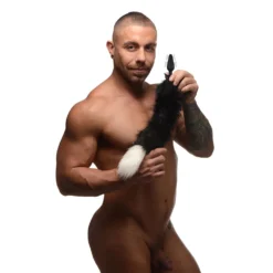 Small Vibrating Anal Plug With Interchangeable Fox Tail -Boyz Shop ag979blackwhite