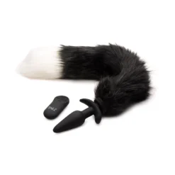 Small Vibrating Anal Plug With Interchangeable Fox Tail -Boyz Shop ag979blackwhite2