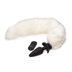 Large Vibrating Anal Plug With Interchangeable Fox Tail -Boyz Shop ag981white2