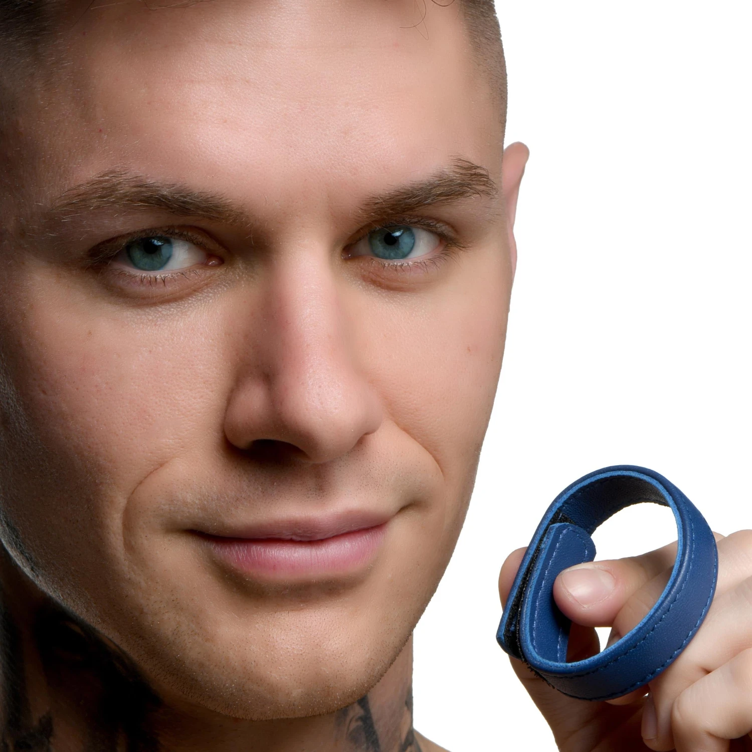 Blue Leather Cock Ring With Velcro 2 Blue Leather Cock Ring With Velcro - Image 2