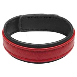 Red Leather Cock Ring With Velcro -Boyz Shop ah013 bulk 001 front