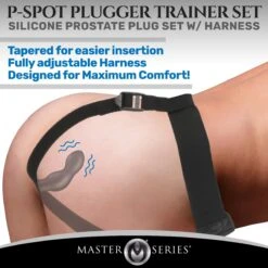 Master Series P-Spot Plugger 28X Silicone Prostate Plug With Comfort Harness And Remote Control