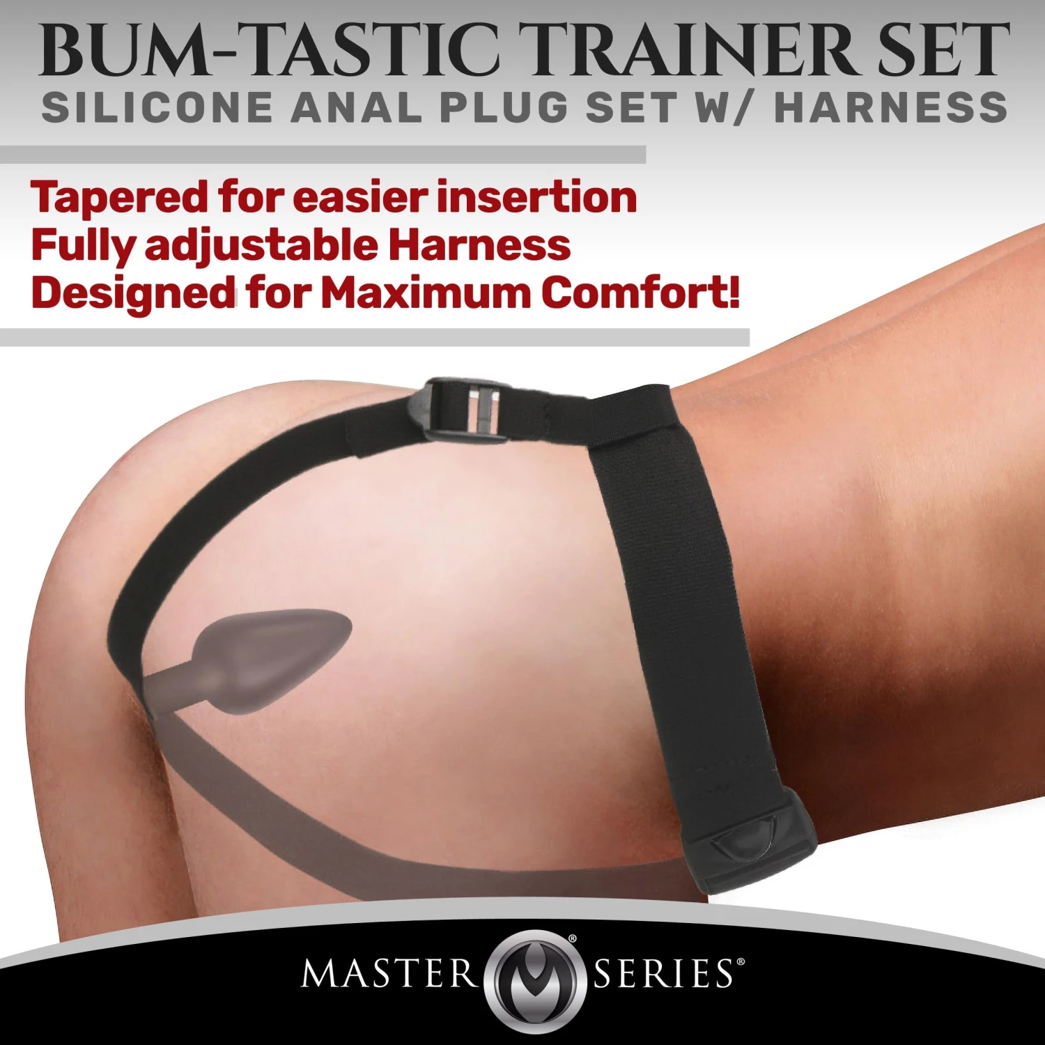 Master Series Bum-Tastic Trainer Set Silicone 3 Piece Anal Plug Set With Harness 4 Master Series Bum-Tastic Trainer Set Silicone 3 Piece Anal Plug Set With Harness - Image 4