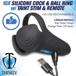 10X Vibrating Silicone Cock Ring With Taint Stim And Remote 11 10X Vibrating Silicone Cock Ring With Taint Stim And Remote -Boyz Shop ah054 03b