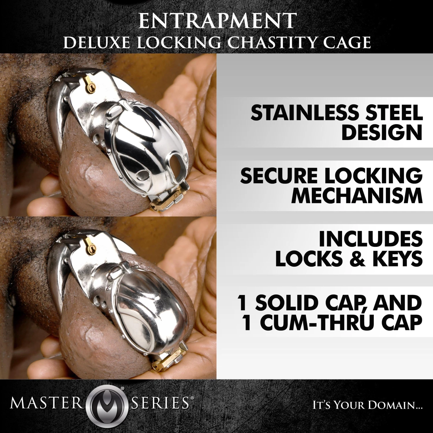 Master Series Entrapment Deluxe Locking Chastity Cage 2 Master Series Entrapment Deluxe Locking Chastity Cage - Image 2