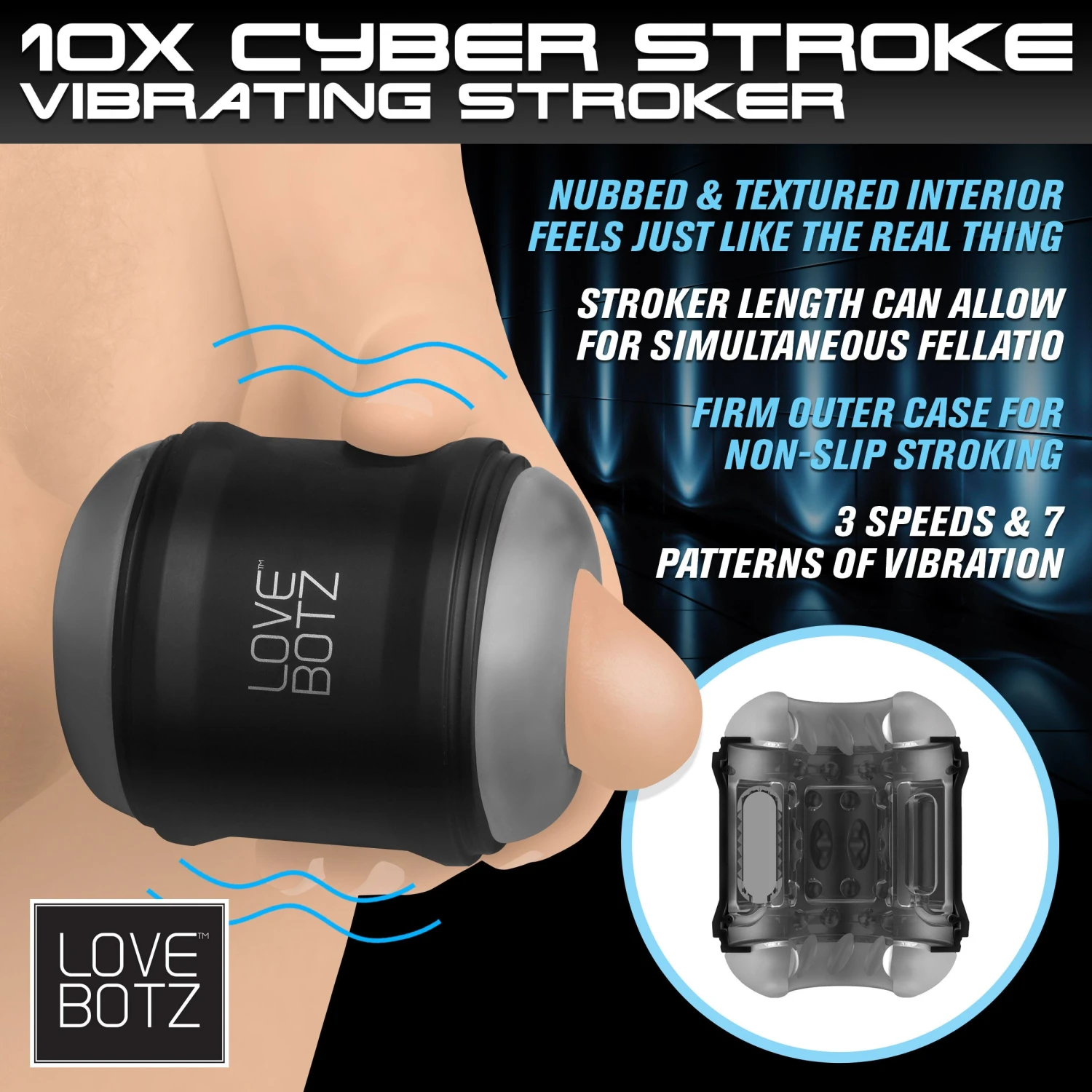 LoveBotz 10X Cyber Stroke Vibrating Masturbator 1 LoveBotz 10X Cyber Stroke Vibrating Masturbator