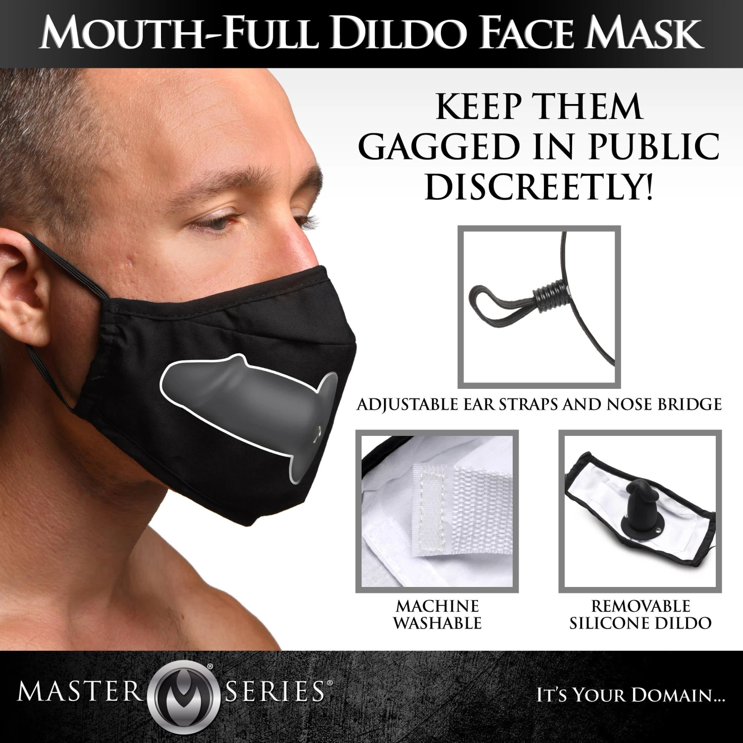 Master Series Mouth-Full Dildo Face Mask 2 Master Series Mouth-Full Dildo Face Mask - Image 2