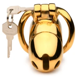 Master Series Midas 18K Gold-Plated Locking Chastity Cage -Boyz Shop ah086 010