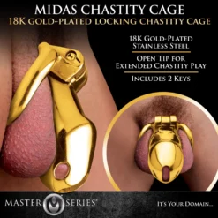 Master Series Midas 18K Gold-Plated Locking Chastity Cage -Boyz Shop ah086