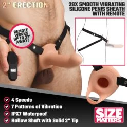 Size Matters 2 Inch Erection 28X Smooth Vibrating Silicone Penis Sheath With Remote 21 Size Matters 2 Inch Erection 28X Smooth Vibrating Silicone Penis Sheath With Remote -Boyz Shop ah114 L