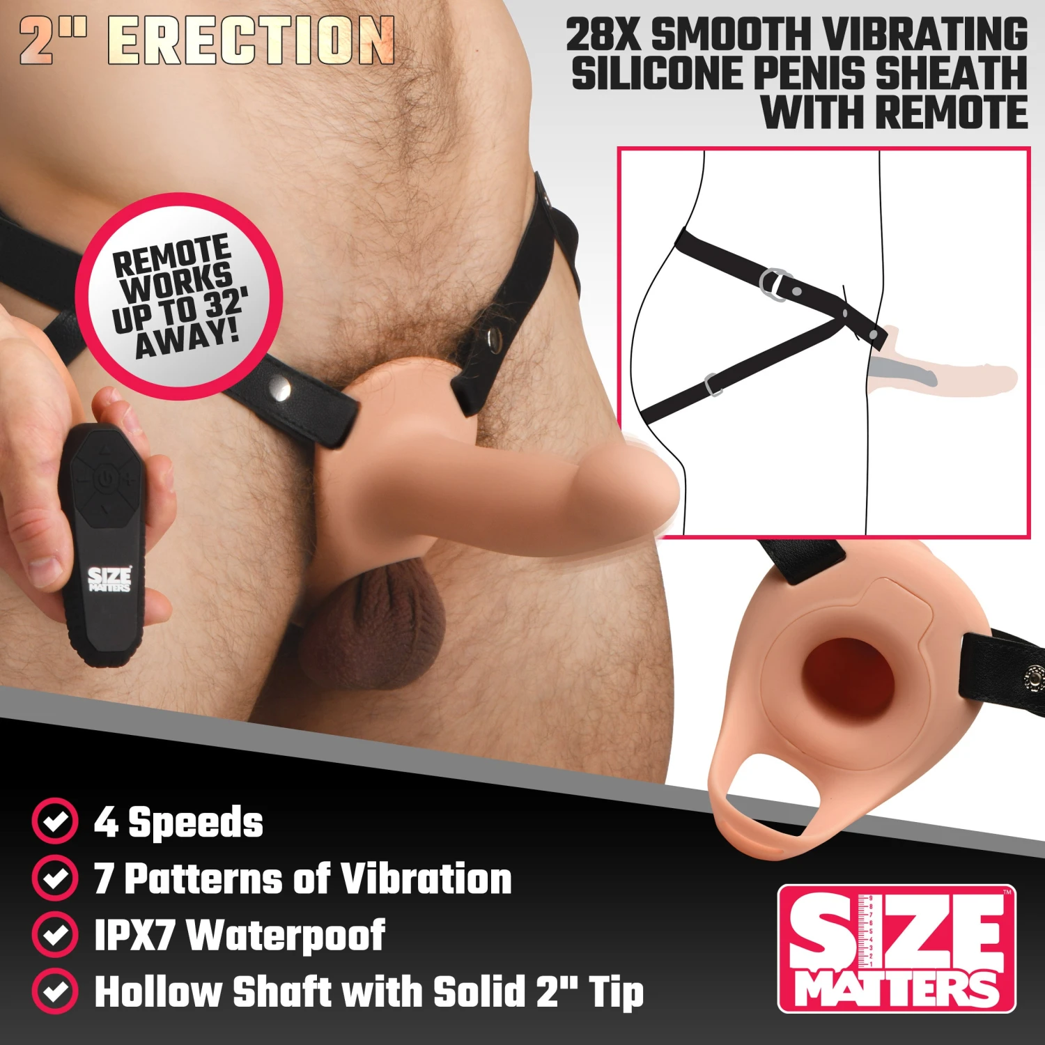 Size Matters 2 Inch Erection 28X Smooth Vibrating Silicone Penis Sheath With Remote 10 Size Matters 2 Inch Erection 28X Smooth Vibrating Silicone Penis Sheath With Remote - Image 10