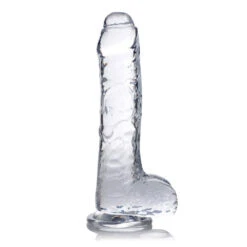 Slim C-Thru Clear Dildo With Balls