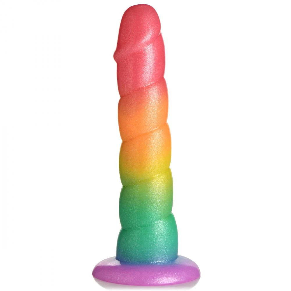 Swirl Rainbow Silicone Dildo 1 Swirl Rainbow Silicone Dildo
