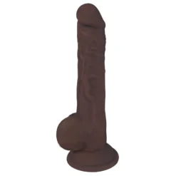8 Inch Dark Silicone Dildo With Balls