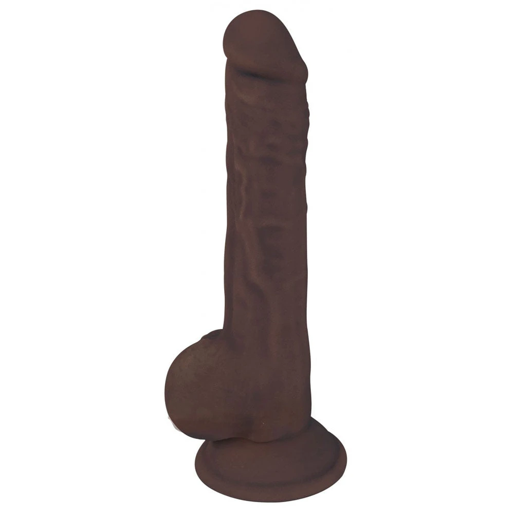 8 Inch Dark Silicone Dildo With Balls 1 8 Inch Dark Silicone Dildo With Balls