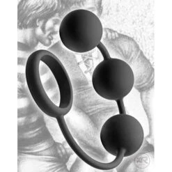Tom Of Finland Silicone Cock Ring With 3 Weighted Anal Balls